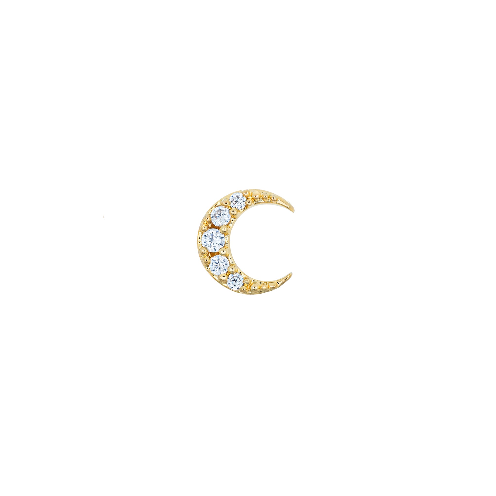 14K Moon Stud