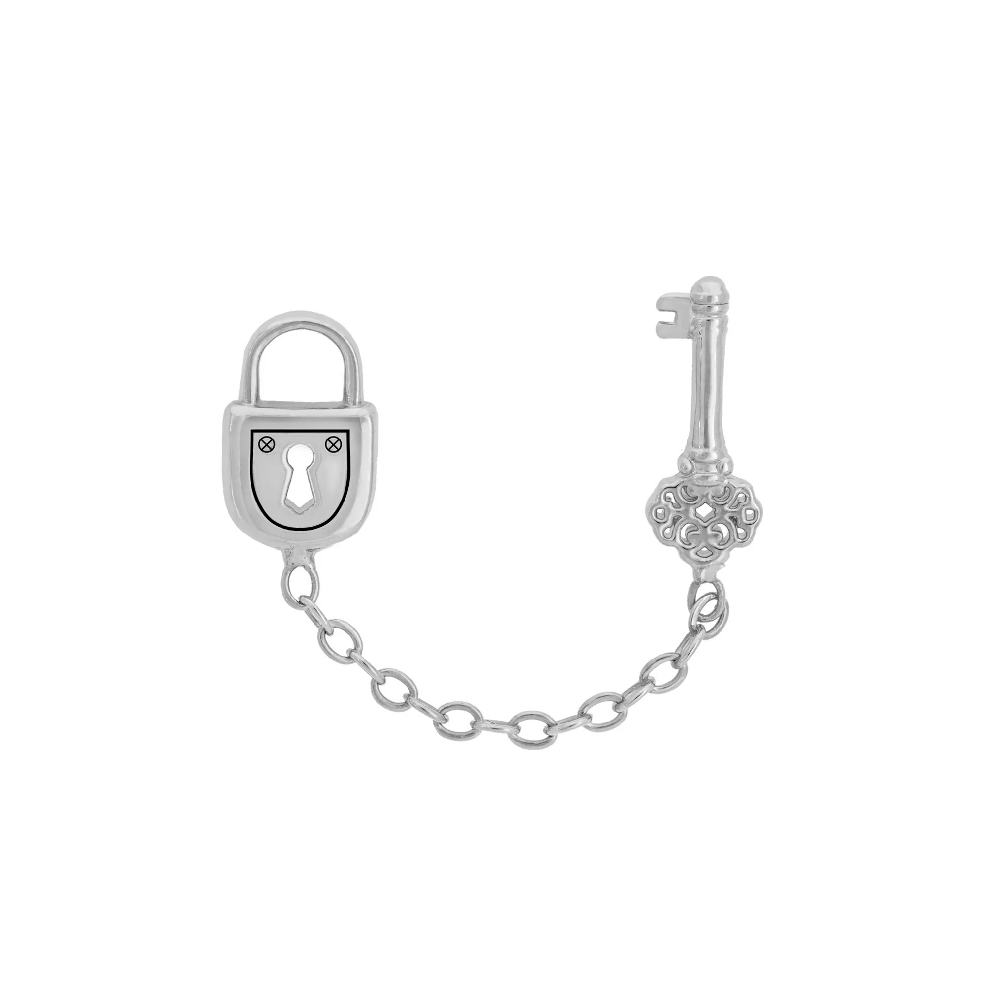 Padlock Double Stud Chain Earring - Image 2